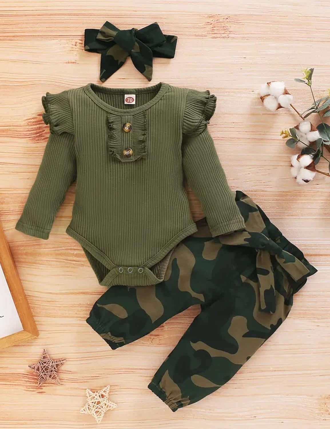 Baby Girls Clothes Cute Baby Clothes Girls Romper + Pant 3Pcs Winter Outfit Newborn Light Brown