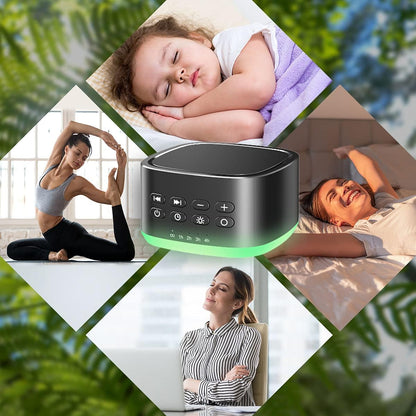 White Noise Machine 10 Colors Lights and 25 Soothing Sounds Sleep Sound Machine with 5 Timers with Memory Feature Portable Sound Machine for Baby Adults. (Black)