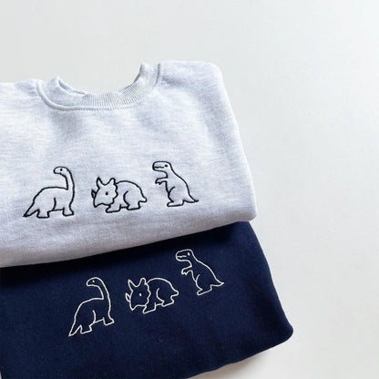 2023 New Toddler Baby Boy Sweatshirt Cute Dinosaur Embroidery Infant Girls Hoodies Long Sleeve Cotton Tops Kids Casual Clothes