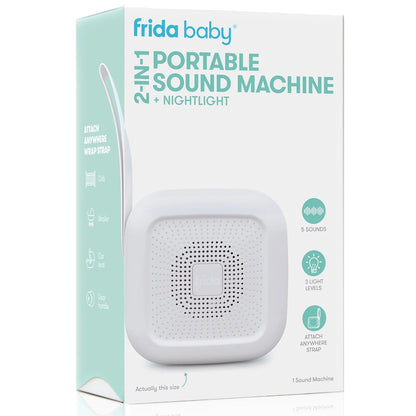 2 in 1 Portable Sound Machine and Nightlight with Strap, White Noise Machine with Soothing Sounds for Stroller or Car Seat with Volume Control